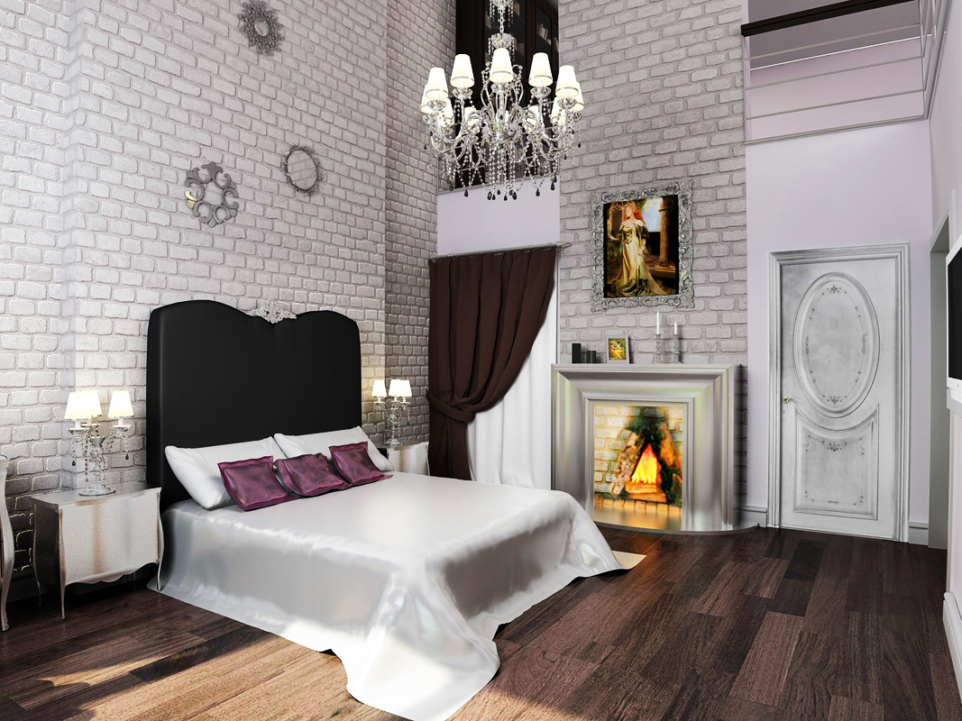 Готическая спальня с присутствием черного цвета