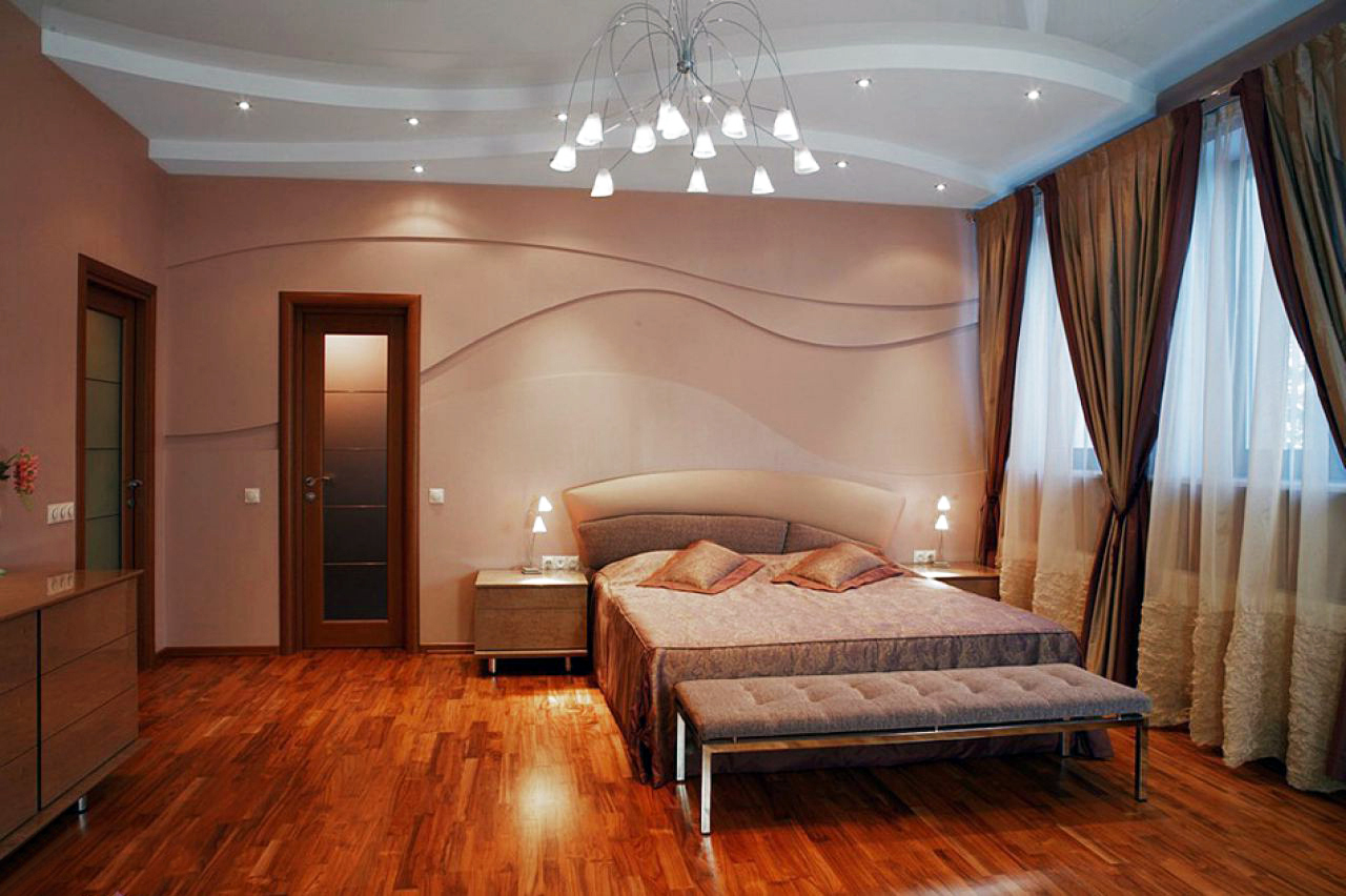 спальня с гармоничным освещением