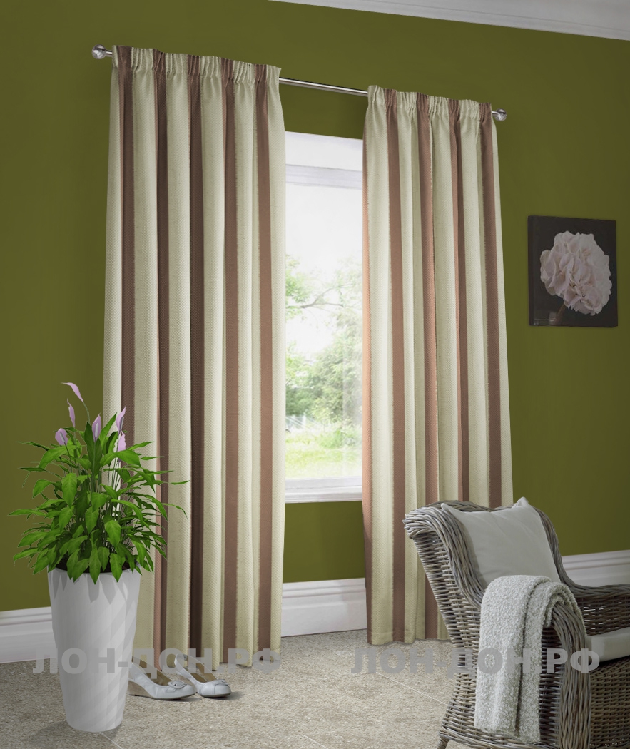 Olive%20wall light%20cream%20brown%20striped%20curtains
