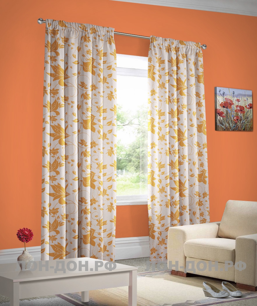Orange%20wall%20white%20curtains%20with%20a%20pattern%20sand%20color